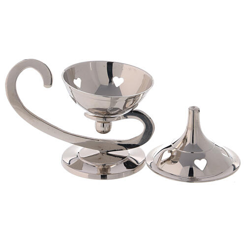 Lamp shaped incense burner in nickel-plated brass with heart shaped holes 2