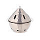 Drop shaped incense burner in hammered nickel-plated brass h 5 in s1