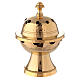Gold plated brass incense burner, hammered pattern, h 13 cm s1