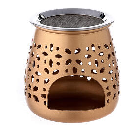 Cut-out incense burner gold plated aluminium 3 in