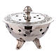 Incense burner in nickel-plated brass with engraved leaves, 10 cm s1