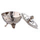 Nickel-plated brass incense burner with engraved leaves 4 in s2