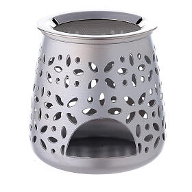 Perforated incense burner in satin aluminium 11 cm