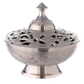 Oriental incense burner with perforated flowers, 12 cm