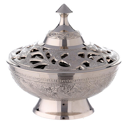 Oriental incense burner with perforated flowers, 12 cm 1