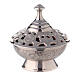 Incense burner with flowers and leaves in perforated nickel-plated brass 9 cm s1