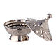 Incense burner with flowers and leaves in perforated nickel-plated brass 9 cm s2