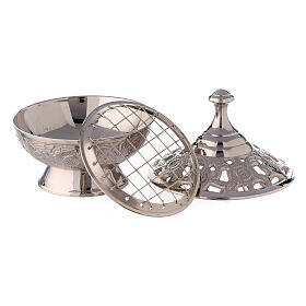 Brûle-encens ouvertures feuilles laiton nickelé ajouré 9 cm s3