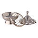 Cut-out nickel-plated brass incense burner with flowers and leaves 3 1/2 in s3