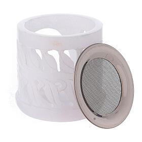 Brûle-encens ajouré pierre ollaire blanche 6,5 cm s3