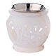 Spherical incense burner with engraved leaves white soapstone 3 in s2