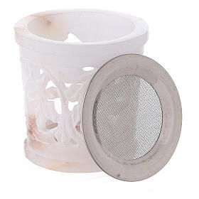 Pebetero decorado ramas esteatita blanca 6 cm s3