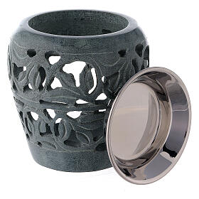 Pebetero piedra ollar oscura 8 cm perforado s3