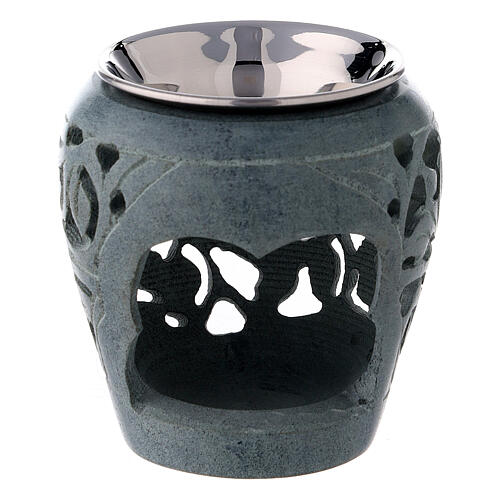 Queimador de incenso pedra-sabão preta estilo ânfora 8 cm 1