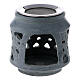 Black soapstone incense burner with double decorations 8 cm s1
