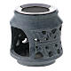 Black soapstone incense burner with double decorations 8 cm s2