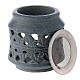 Black soapstone incense burner with double decoration 3 in s3