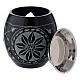 Incense burner in black soapstone with engraved flowers 8 cm s3