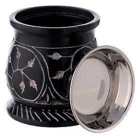 Brûle-encens stéatite noire branches spirale 8 cm s4
