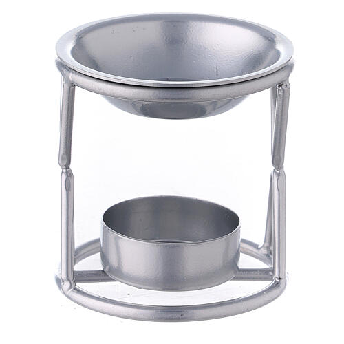 Pebetero tealight estructura X hierro plata 1