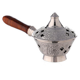 Inlaid incense burner in brass and wood