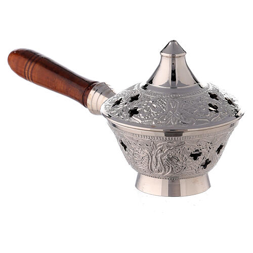 Inlaid incense burner in brass and wood 2