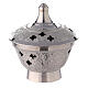 Incense burner in nickel-plated brass with engraved decorations 10 cm s1