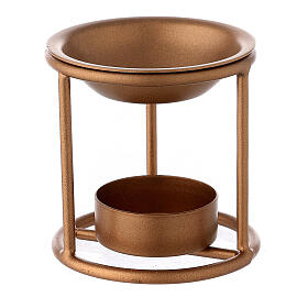 Weihrauchbrenner aus goldfarbenem Eisen mit Gehäuse fűr Teelicht und geradem Gestell