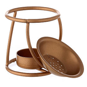 Brûle-encens métal doré spirale bougie 7 cm s3