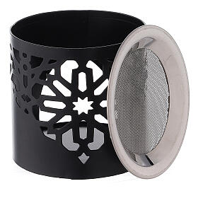 Brûle-encens ajouré rosace fer noir 6 cm s3