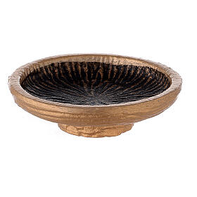 Golden aluminium incense bowl with grey decorations 11 cm