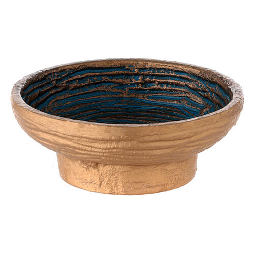 Aluminum blue golden incense bowl 12 cm 1