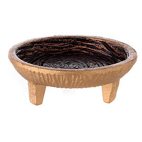 Golden aluminum burnished incense cup with 3 feet