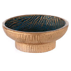 Incense bowl 5 1/2 in gold and light blue aluminium