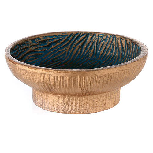 Incense bowl 5 1/2 in gold and light blue aluminium 1