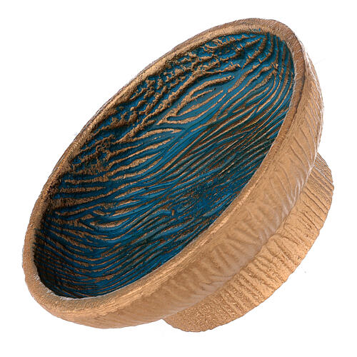 Incense bowl 5 1/2 in gold and light blue aluminium 3