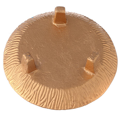 Burnished golden aluminum incense-holding bowl 18 cm 4