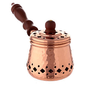 Hammered copper and wood incense pan
