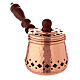 Hammered copper incense burner with wood handle s2