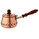 Engraved copper incense burner with wood handle 3 1/2 in diameter s1