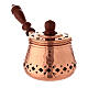 Engraved copper incense burner with wood handle 3 1/2 in diameter s2