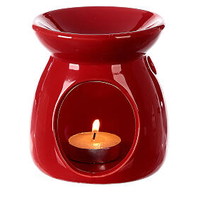 Brûle-encens céramique rouge 10 cm