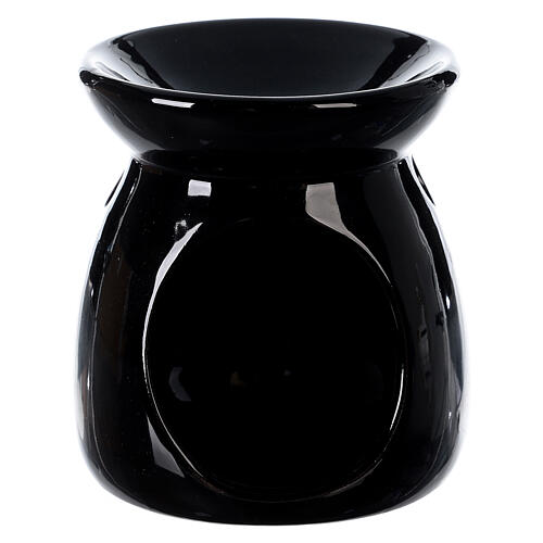 Kominek do olejków zapachowych, ceramika czarna, h 10 cm 1