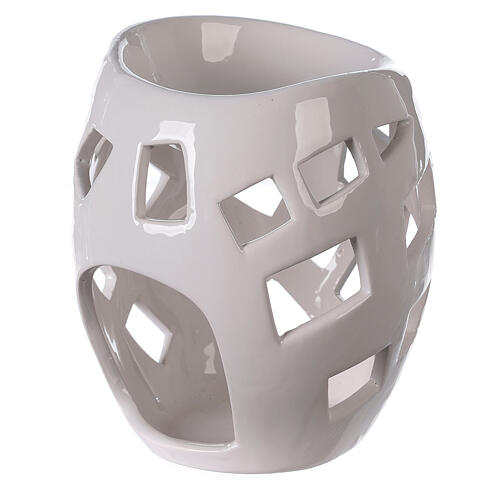 Queimador de essências cerâmica perfurada branca 9x12 cm 3