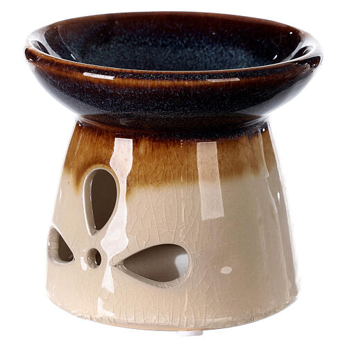Queimador de óleos essenciais cerâmica 10x12 cm decorado 3