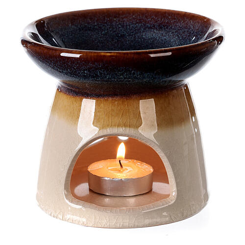 Ceramic essential oil burner 10x12 cm decorated 2