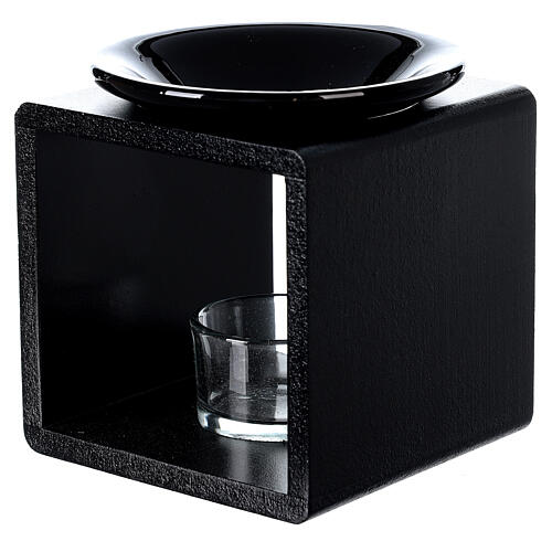Brûle-essence cube noir 12,5 cm 3