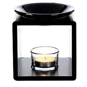 Essential oil candle burner black cube 12.5 cm