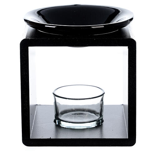 Essential oil candle burner black cube 12.5 cm 1