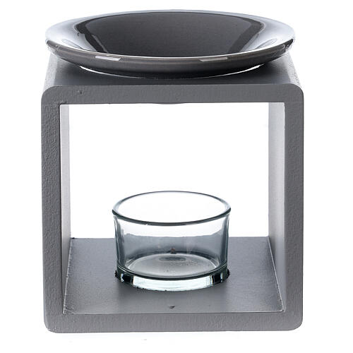 Brucia essenze ceramica cubo grigio 12,5 cm 4